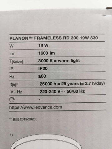 Decken-und Wand Panel Ø 30 cm 19W Warmweiß Ledvance PLANON Frameless - Produktbild 4 | potoria.de